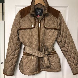 Vince Camuto Quilted Coat w/ Suede & gold accents